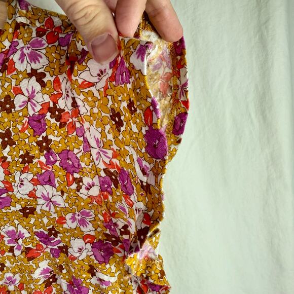 Ann Taylor Women's Large 100% Linen Flutter Sleeves Retro Floral Shirt Blouse - Picture 8 of 8